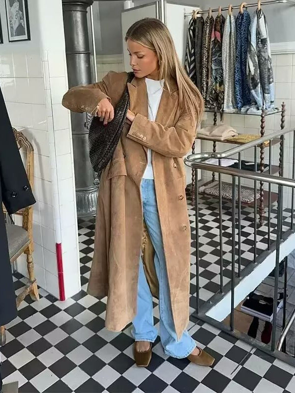 Street Casual Classy Suede Oversize Coat
