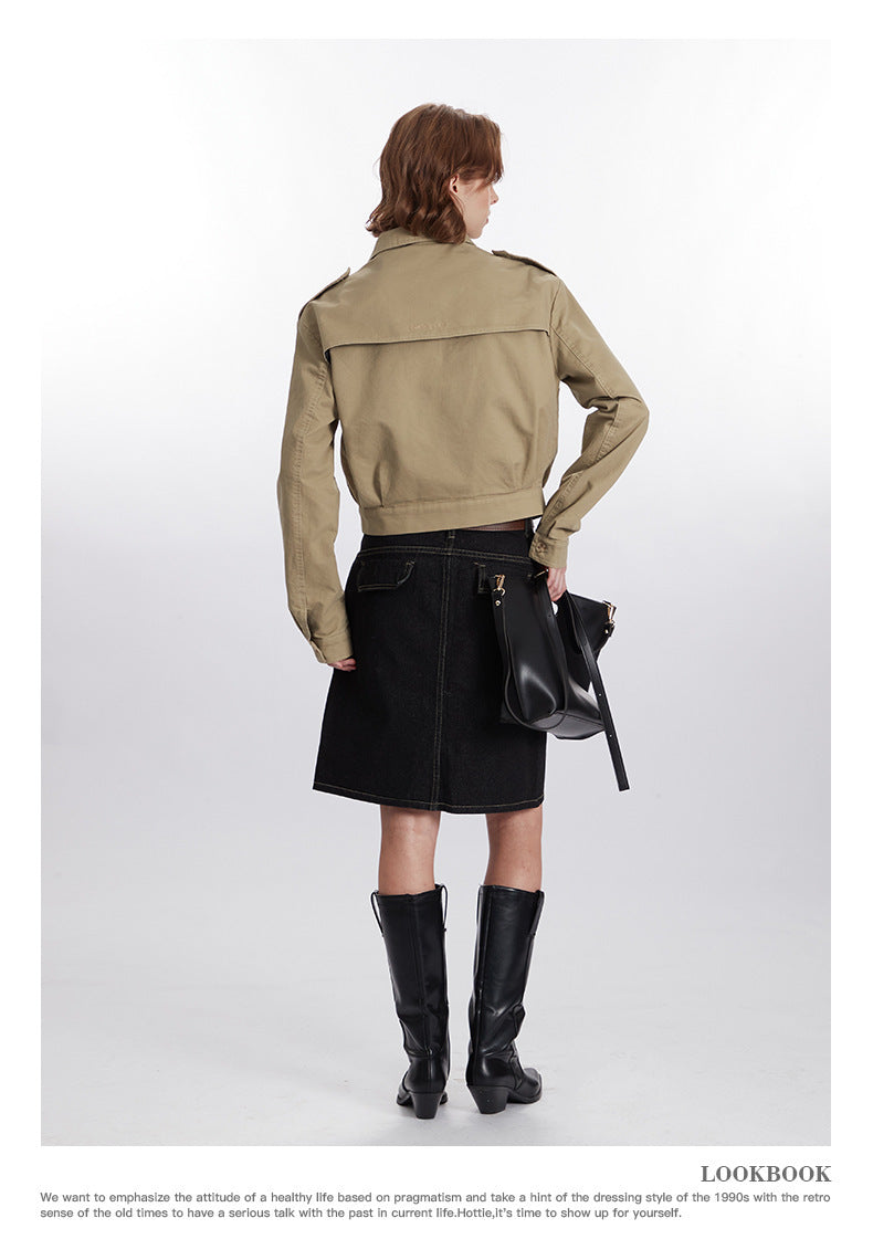 Veste utilitaire kaki de style classique pour l'extérieur 