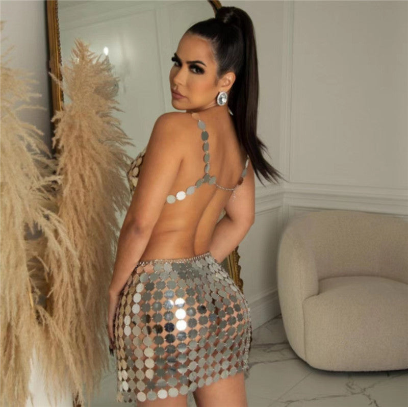 Disco Ball Dynamic Shiny Mini Skirt