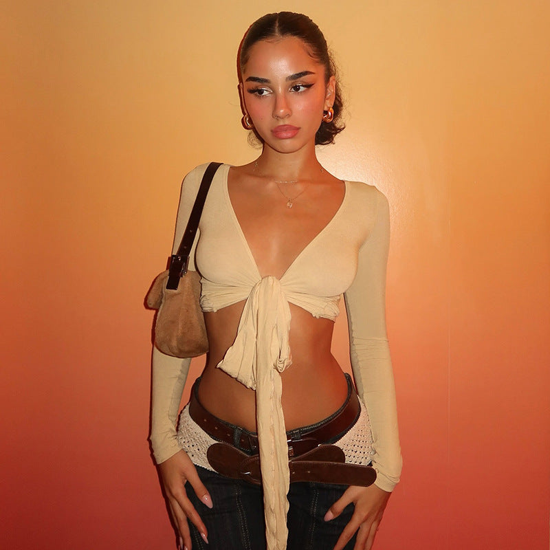 Night Out Bold Tie-front Long Sleeve Top