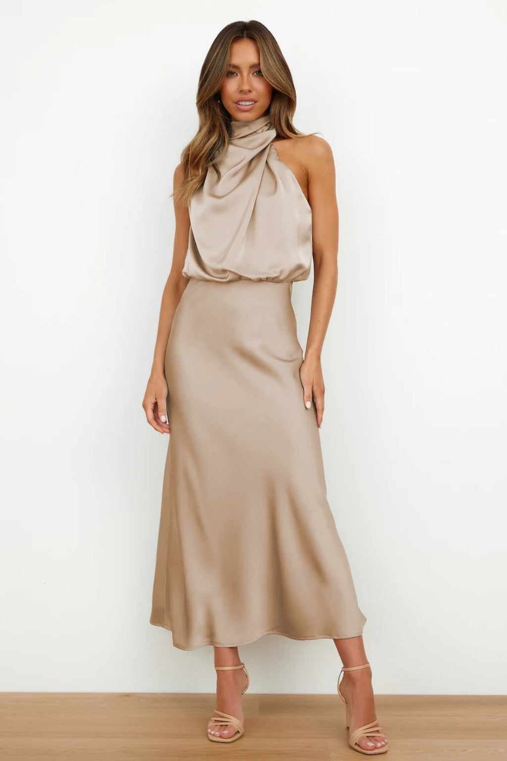 Banquet Elegant Graceful Silk Midi Dress
