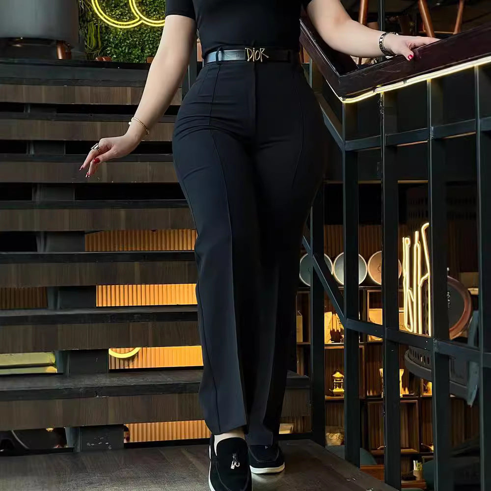 City Chic Slim High-Waist Straight Leg Pants