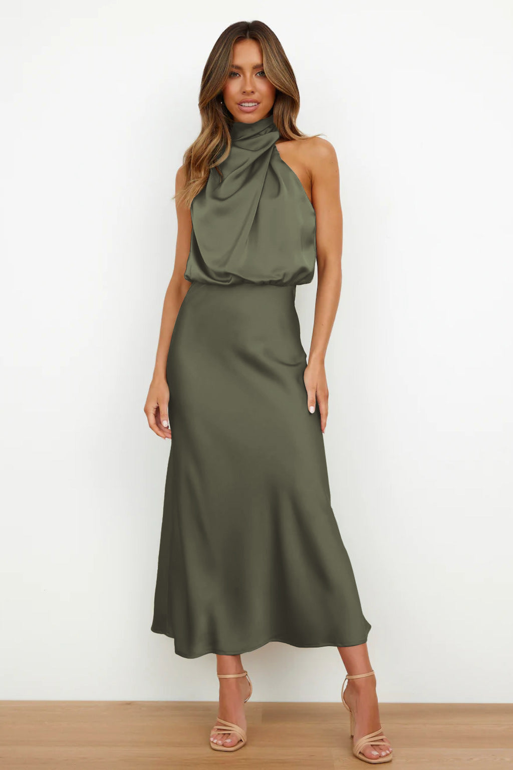 Banquet Elegant Graceful Silk Midi Dress