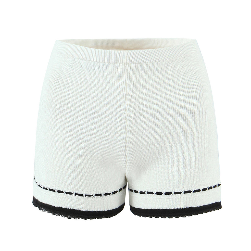 Ensemble deux pièces en tricot blanc élégant et rafraîchissant pour l'automne et l'hiver 