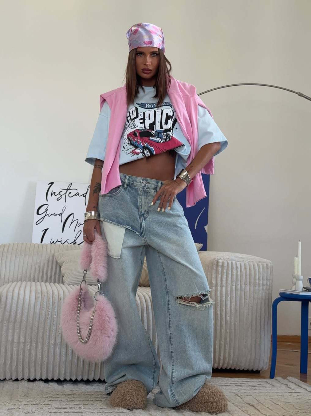 Artsy Trendy Distressed Washed Jeans