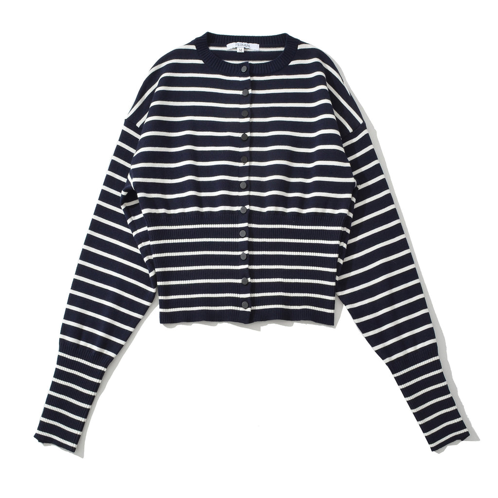 Street Energetic Dynamic Black and White Striped Cardigen