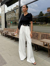 Urban Street Elegant White Wide Leg Pants