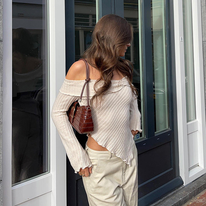 Afternoon Fresh Soft Beige Off-Shoulder Top