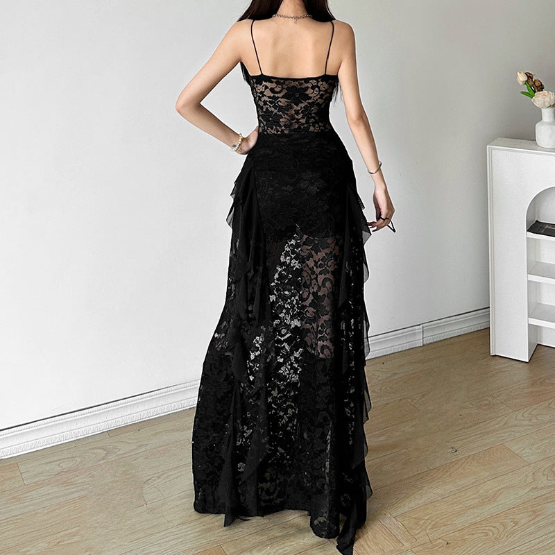 Eigra Sleeveless Lace Hollow Maxi Dress