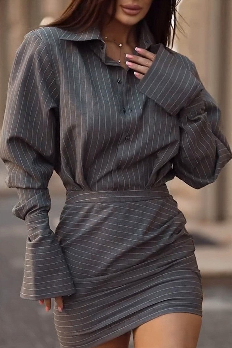 Urban Casual Casual Striped Shirt Dress