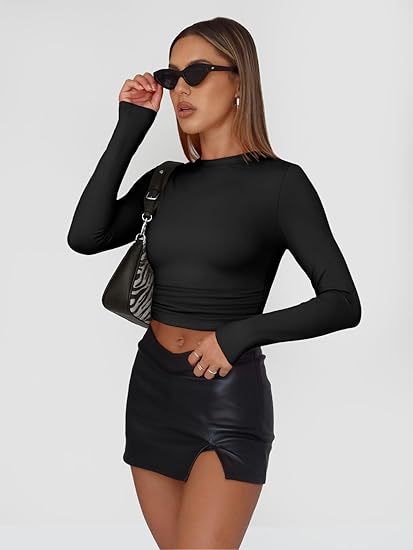 Street Trend Black Fitted Longsleeve Top