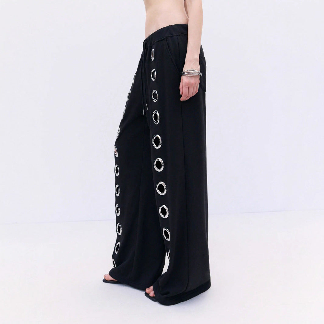 Futuristic Style Avant-garde Style Grommet Pants