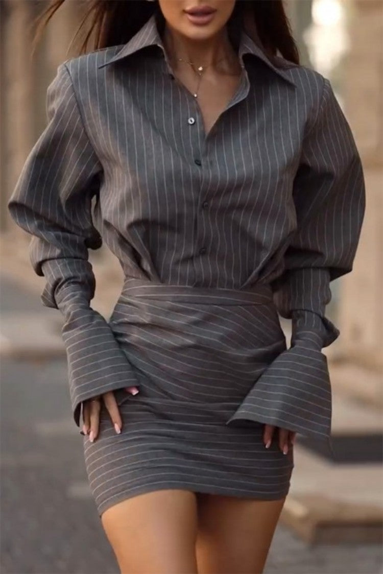 Urban Casual Casual Striped Shirt Dress