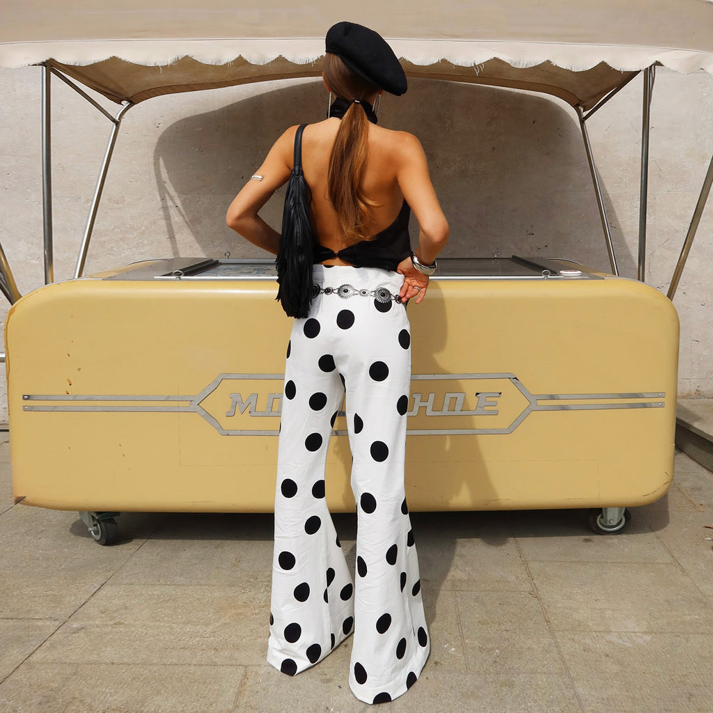 Casual Retro Stylish Polka Dot Flare Pants