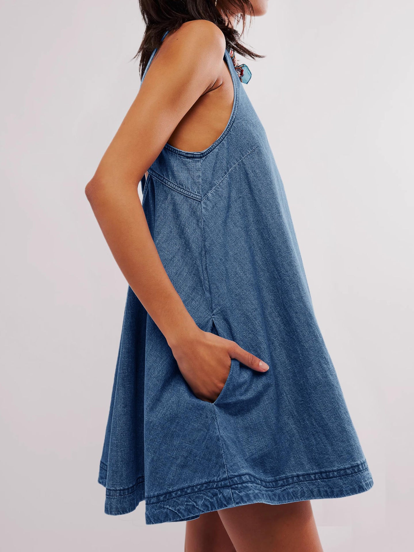 Casual Daily Sleeveless Washed Denim Dress