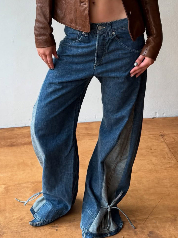 Street Retro Easy Cool Two Color Jeans