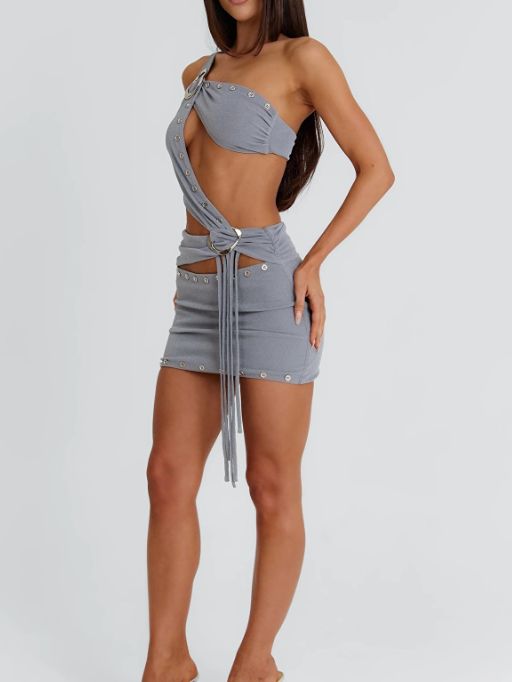 Club Night Alluring Asymmetric Cutout Set