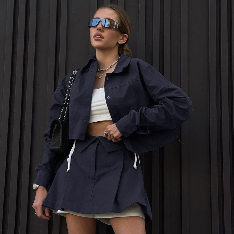 Cool Urban Dark Blue Two Piece Set