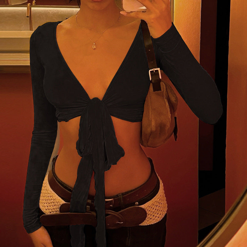 Night Out Bold Tie-front Long Sleeve Top