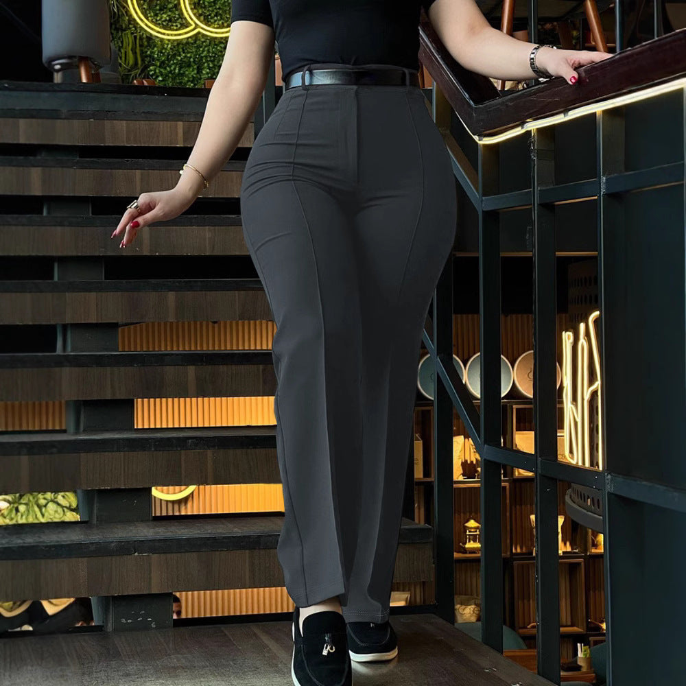City Chic Slim High-Waist Straight Leg Pants