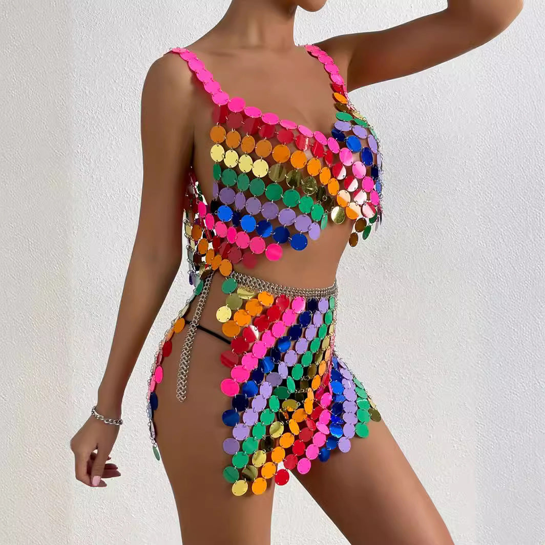 Festival Frenzy Vibrant Colorful Sequin