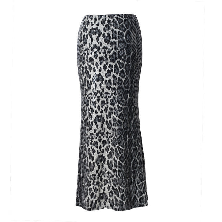 Night Out Exotic Alluring Leopard Print Maxi Skirt