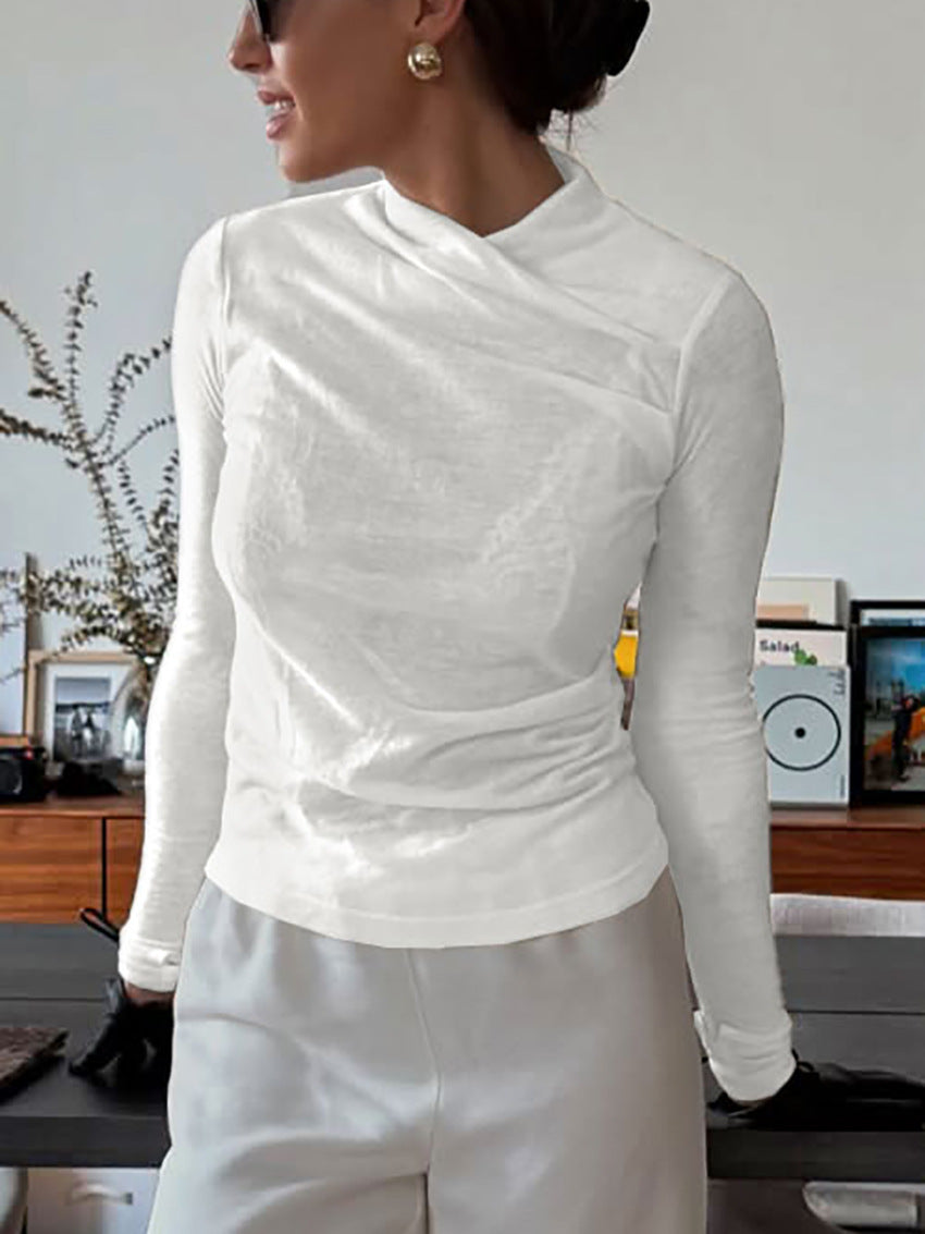 Home Relax Comfortable Ruched V - Neck Long Sleeve Top