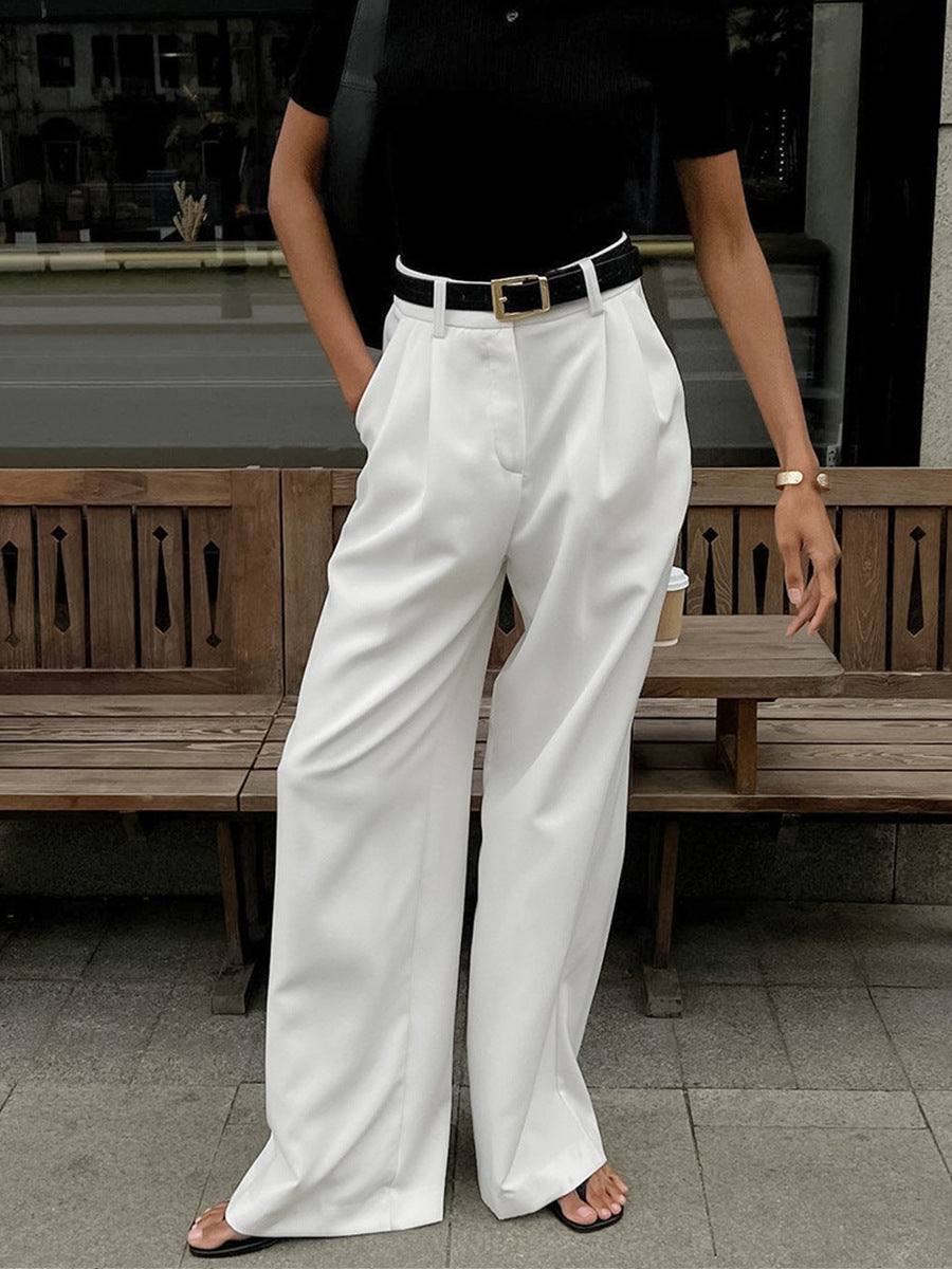Urban Street Elegant White Wide Leg Pants