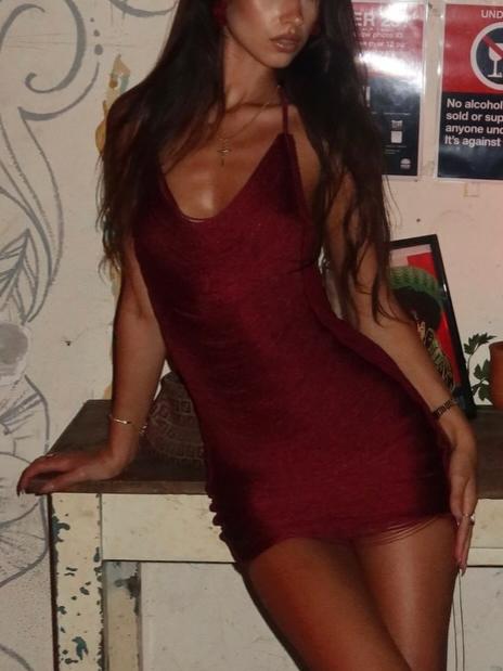 Reckless Glamour Fringe Mini Dress Burgundy
