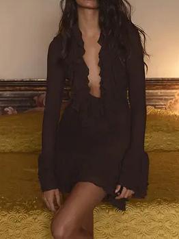 Label Mesh Extreme Frill Cowl Mini Dress