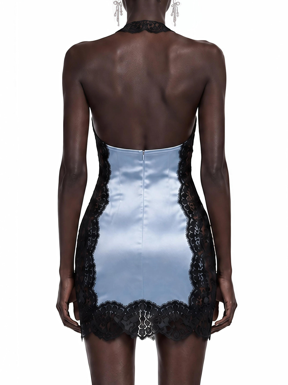 Elodie Blue Sleeveless Lace Mini Dress