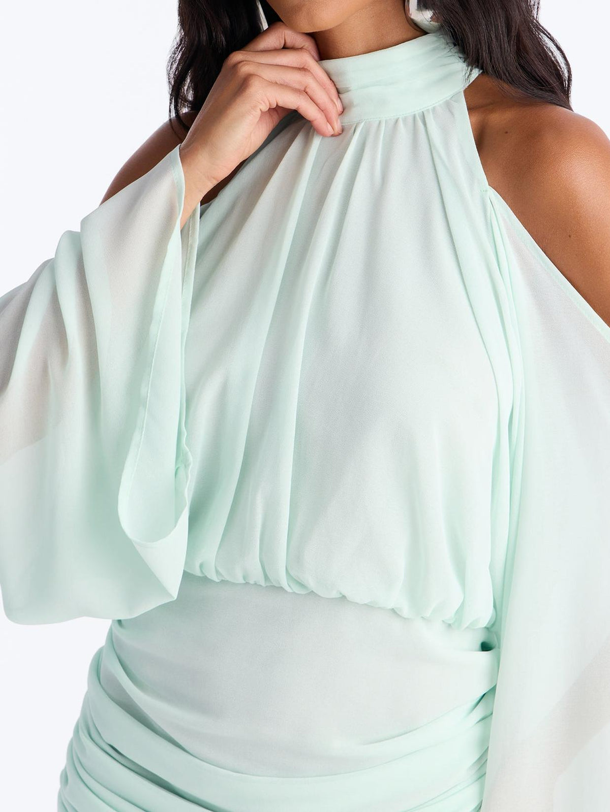 Cold Shoulder Ruched Mini Dress