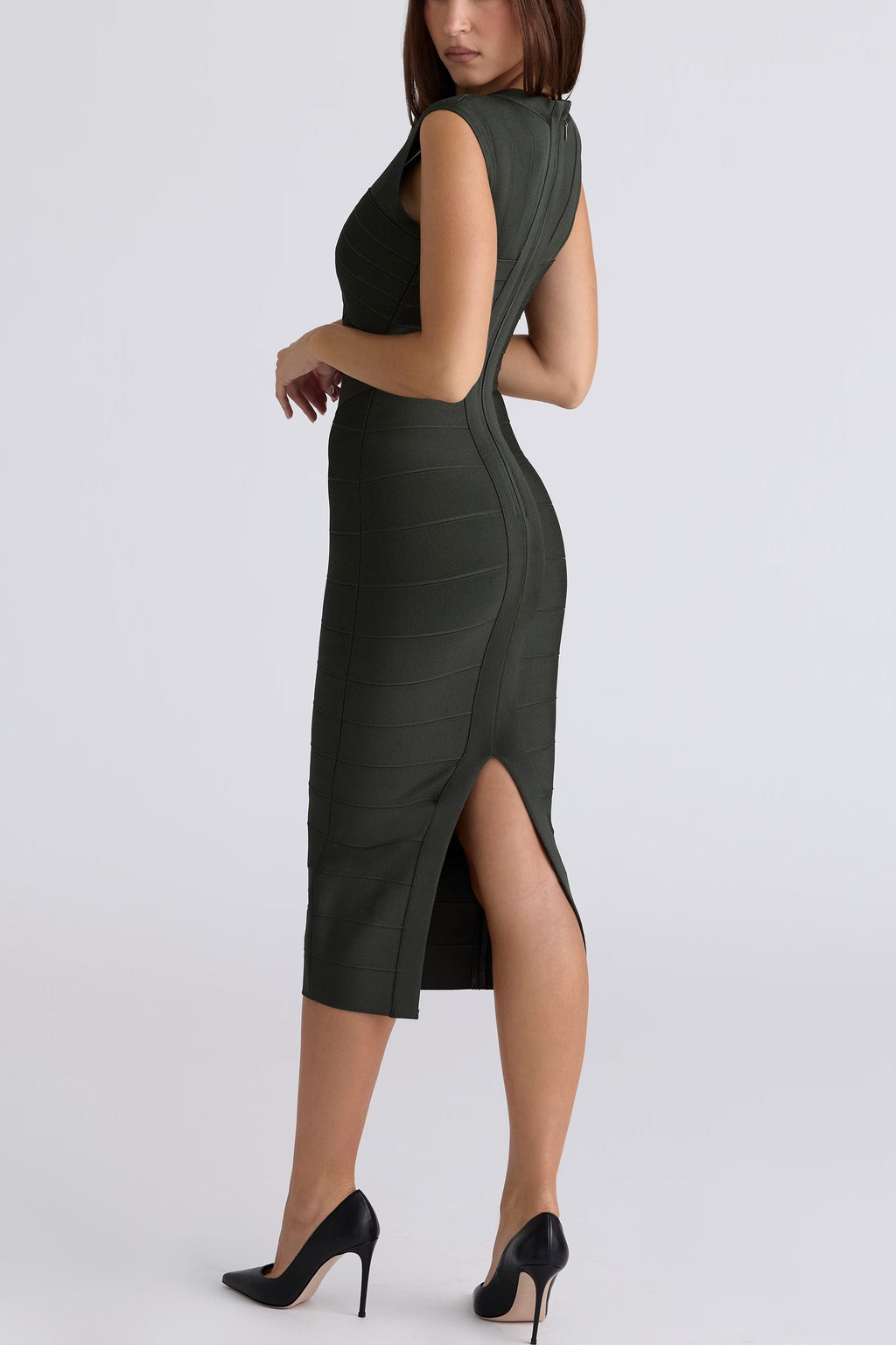 Green Sleeveless Bandage Midi Dress