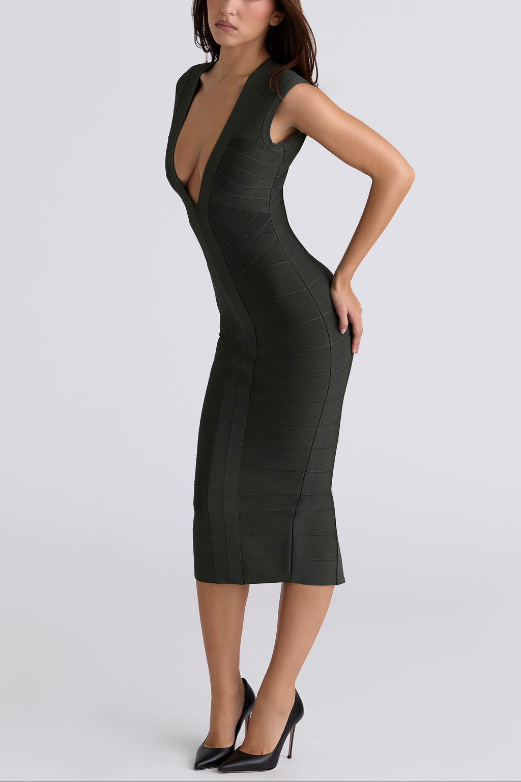 Green Sleeveless Bandage Midi Dress