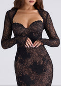 Indoor Sexy Elegant Charming Black Lace Dress
