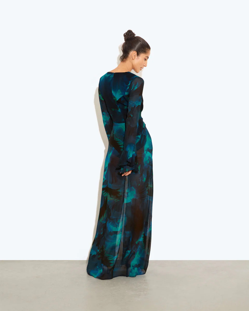 Tie-Dye Bell Sleeve Maxi Dress