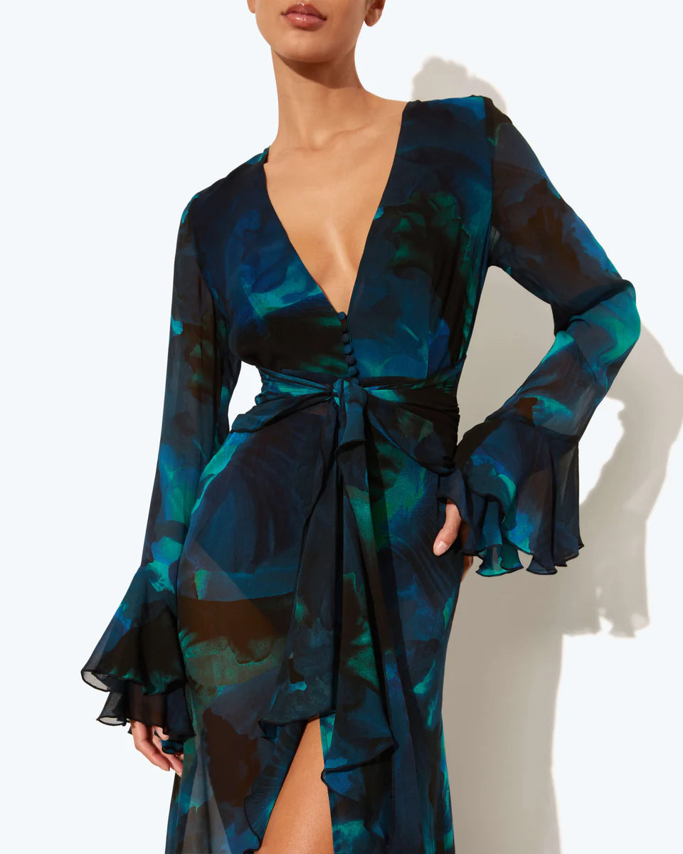 Tie-Dye Bell Sleeve Maxi Dress