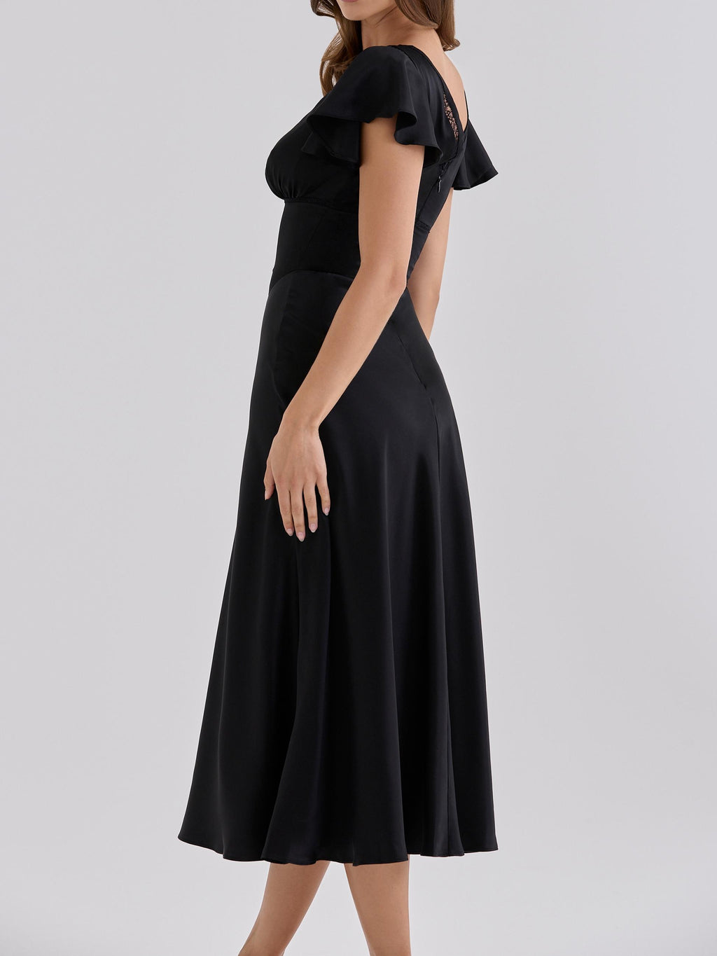 Real Silk V-Neck Midi Tea Dress