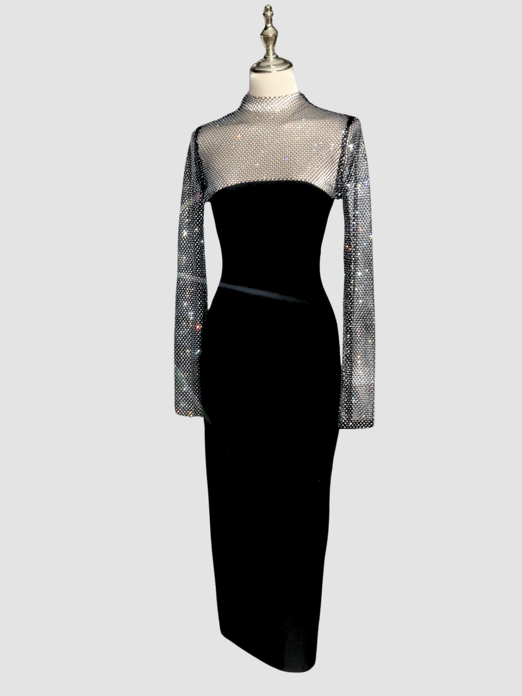 Ruzevich Long Sleeve Crystal Bandage Midi Dress