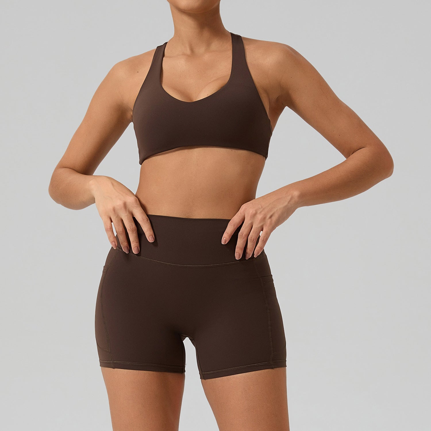 Summer Naked Feel Yoga Shorts Set