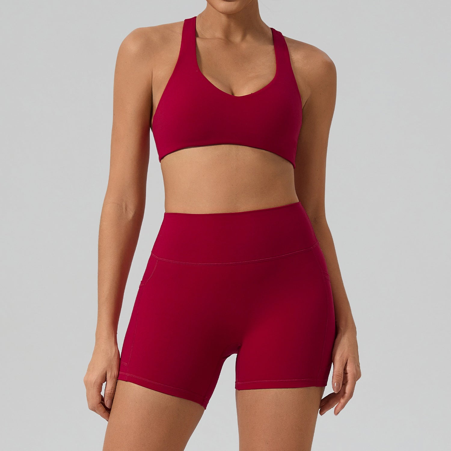 Summer Naked Feel Yoga Shorts Set