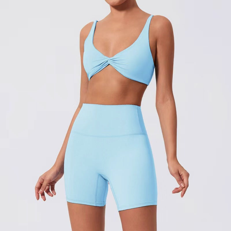 High-Waist Butt-Lifting Yoga Set with Twist Bra