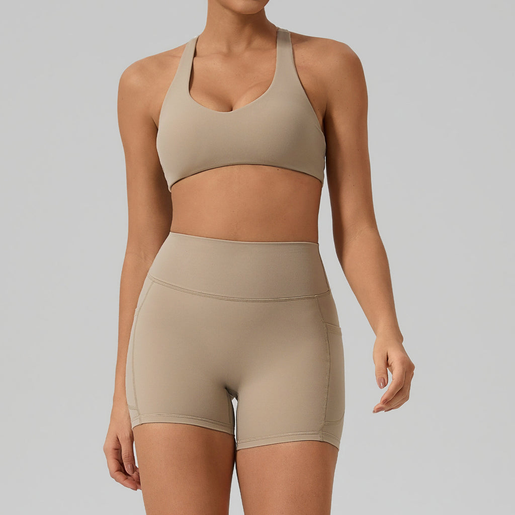 Summer Naked Feel Yoga Shorts Set