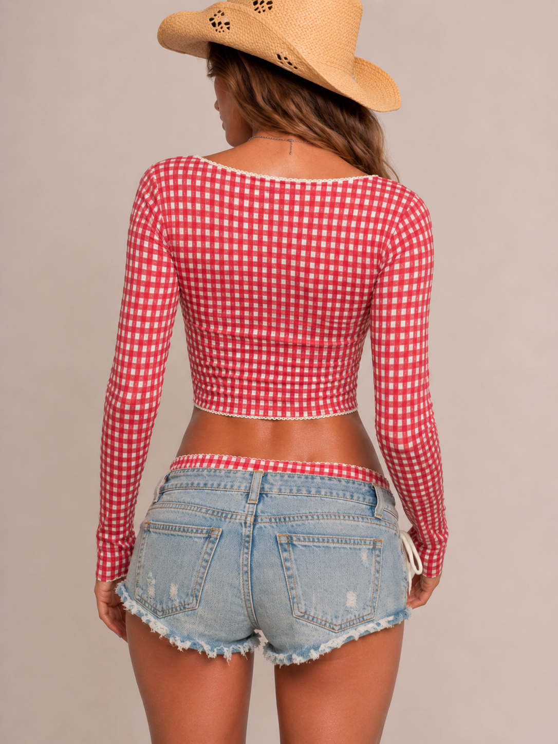 Freda Gingham Cardigan Top