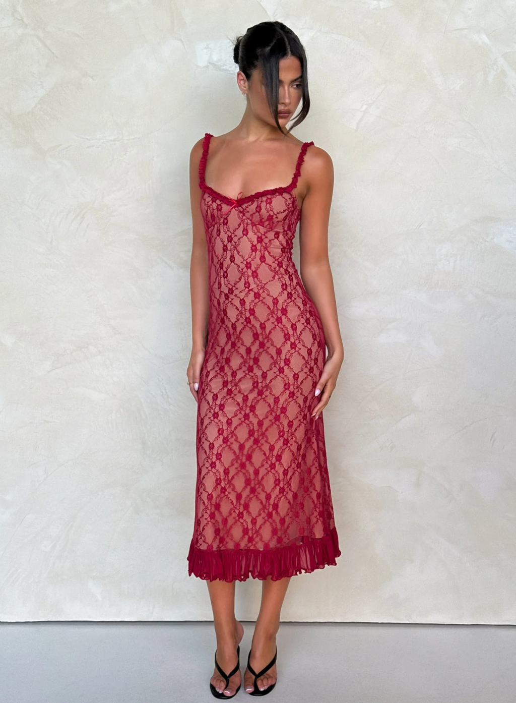 Vibrant Passionate Lace Sheer Summer Dress