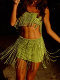 Shine After Sunset Strapless Embellished Top Lime