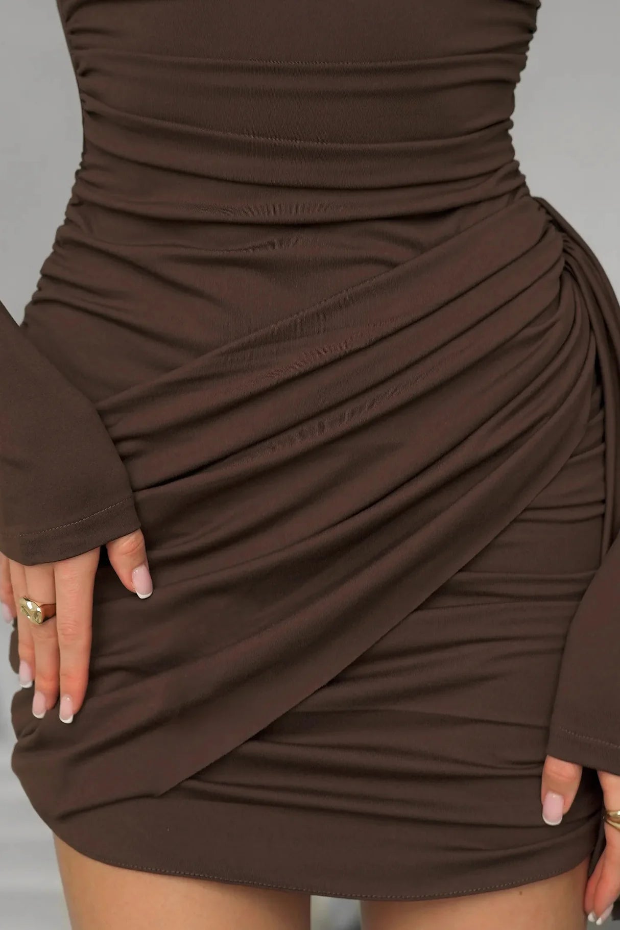 Solid Color Ruched Bodycon Mini Dress