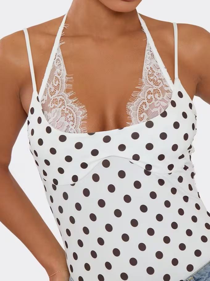 Strappy Lace Trim Bodysuit