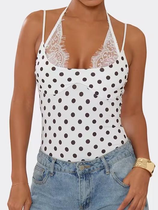 Strappy Lace Trim Bodysuit