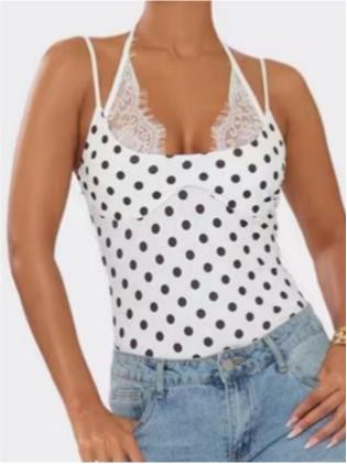 Strappy Lace Trim Bodysuit